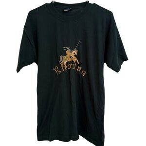 Malu Rhodes Vintage Greece Embroidered Knight Tourist Tee Medium M